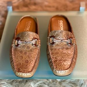 Geox Croc Embossed Horsebit  Tan Mule